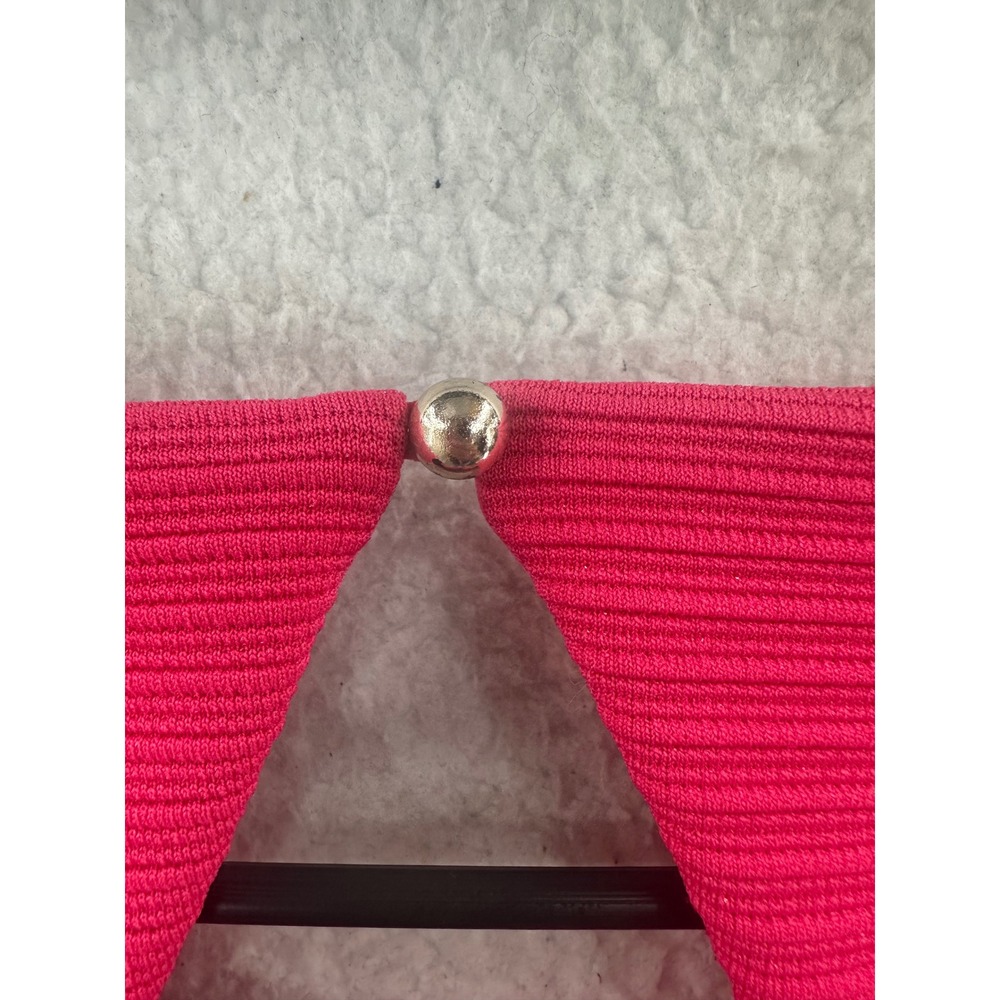 UA Los Angeles Pink Textured Fit Flare Mini Dress Cutout Back Sleeveless M - Picture 9 of 11